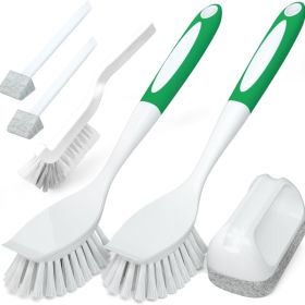 Holikme Multi-Purpose Dish Brush Set - Green Scrubbing Tools For Pots, Pans & Groove Gaps (Option: White)