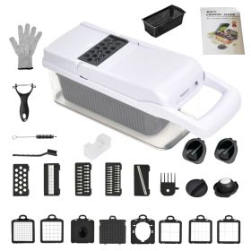 26 In 1 Vegetable Chopper With Container And Lid Manual Hand Veggie Chopper Food Processor For Onion Garlic Multifunctional Kitchen Dicer Chopper (Option: Default)