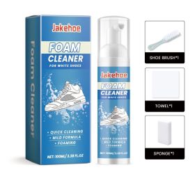 JAKEHOE Shoe Cleaning and Care Kit, 100 ml with Brush, Sponge and Towel (Option: 100 ml with Brush, Sponge and Towel)