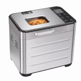 Bread Maker Machine With 12 Menu Options, 3 Loaf Sizes Up To 2 Lb, 3 Crust Settings, Removable Pan And Kneading Paddle (Option: Silver)