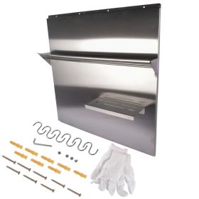 Range Backsplash with Shelf 30 x 30.7 Inch Range Hood Wall Shield for Range Hood Stainless Backsplash with Storage Shelf and Hanging Rack (Option: default title)