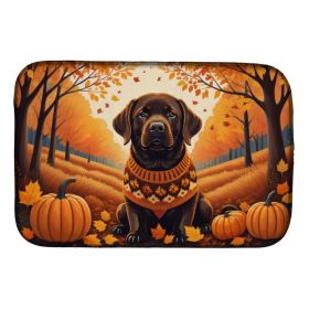Chocolate Labrador Retriever Fall Dish Drying Mat Absorbent Dish Drying Mat Pad for Kitchen Counter Dish Drainer Mat for Countertop, 14 x 21", Mu (Option: Default)