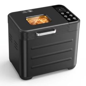 Bread Maker Machine With 12 Menu Options, 3 Loaf Sizes Up To 2 Lb, 3 Crust Settings, Removable Pan And Kneading Paddle (Option: Black)