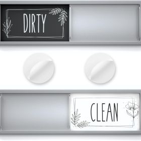 Premium Dishwasher Clean Dirty Magnet Sign - Smooth Sliding Indicator For Kitchen Organization (Option: White  Gray With White Frame)