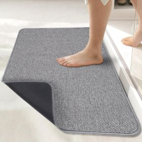 Bath Mat,Ultra Thin Bathroom Rugs,Rubber Bath Mats For Bathroom,No Slip Bath Rugs,Quick Dry,Machine Washable,Low Pile,Absorbent,Shower Outside,Si (Option: Grey)