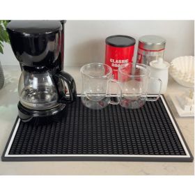 Coffee Bar Mat For Countertop White Frame  Silicone Espresso Machine Mat, Non-Slip Corner Coffee Bar And Brew Maker Pad, Modern Kitchen Barista A (Option: Black)