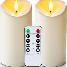 6x3 Waterproof Flameless LED Pillar Candles, Set Of 2 With Remote & Timer (Option: White)