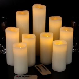 Battery Operated Real Wax LED Pillar Candles With Remote, Ivory (Option: White)