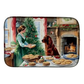 Irish Setter Christmas Cookies Dish Drying Mat Absorbent Dish Drying Mat Pad for Kitchen Counter Dish Drainer Mat for Countertop, 14 x 21", Multi (Option: Default)