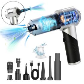 Cordless Car Vacuum Cleaner Portable Handheld Vacuum With 20000PA Suction Brushless Motor 3 Suction Levels Type-C Rechargeable Compressed Air Dus (Option: BlackSilver)