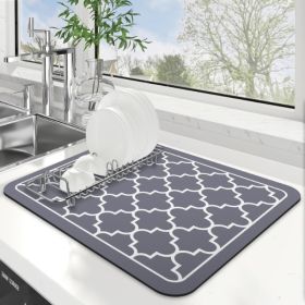 Dish Drying Mat Super Absorbent Drying Mat Large Dish Drying Mats For Kitchen Counter Easy Clean Dish Mat Kitchen Drying Mat (Option: Stylish Grey)